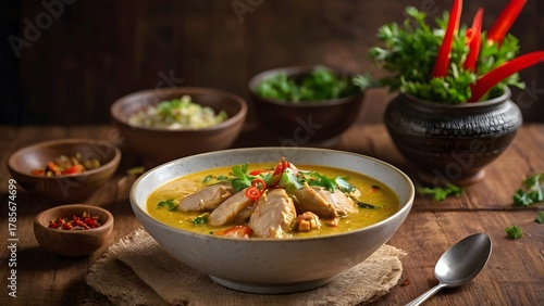 Ramadan Dinner with Traditional Curry and Side Dishes