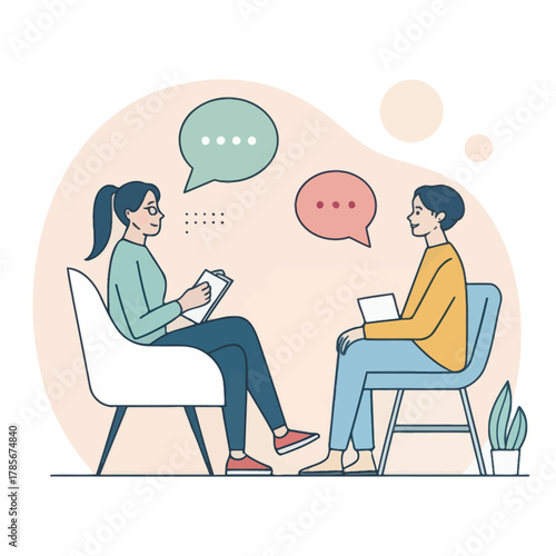 Minimal vector icon representing therapy session concept