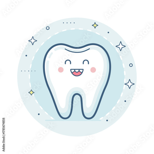 Minimalist White Tooth Vector Icon For Dental Health