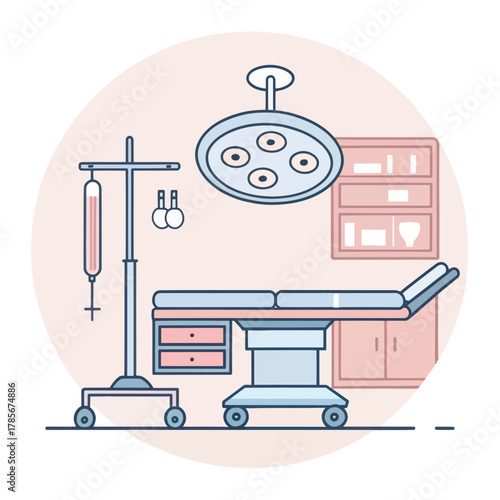 Operating Room Icon Vector Illustration of a Surgical Setting