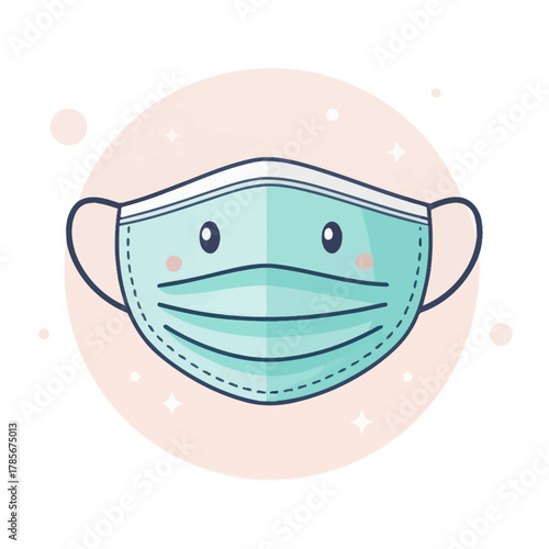 Single flat vector icon of a face mask for health protection