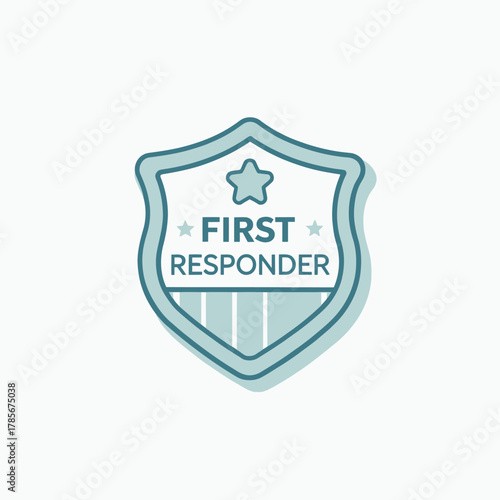 Single vector icon of a first responder badge representing emergency service