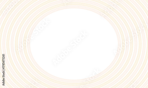 楕円形に編まれたベージュと黄色の毛糸が並ぶフレーム