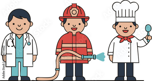 Minimal Community Service Jobs Icon Set Vector