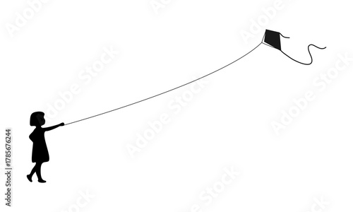 Girl playing kite design vector