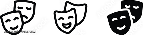 theatrical mask three set vector logo icon set art image