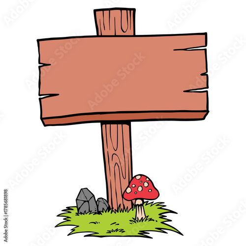 Sign wood vector hand drawing style