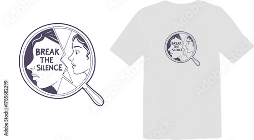 "Break the Silence" - Woman's Face in Cracked Mirror