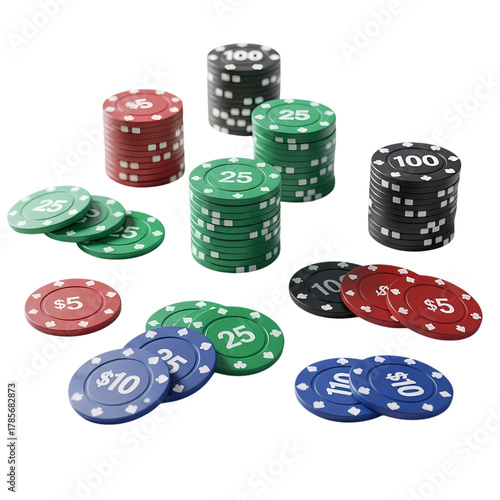 Wallpaper Mural Casino chips ready to play with stacks and individual tokens Torontodigital.ca