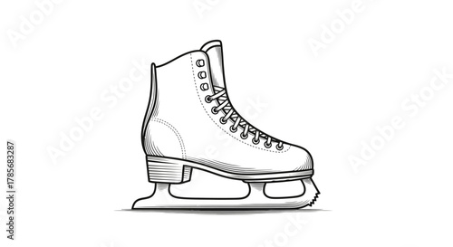 Classic figure skate illustration capturing elegance and winter sport passion, perfect for sports, fashion, or seasonal promotions.