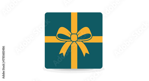 Stylish teal gift box with golden ribbon and bow, symbolizing celebration, surprise, and special occasions, perfect for marketing and design projects.