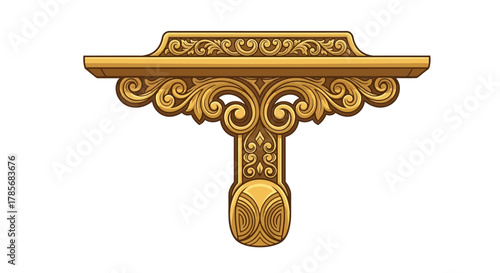 Discover stunning ornate golden decorative bracket with intricate scrollwork, perfect for adding elegant architectural flair to any project.