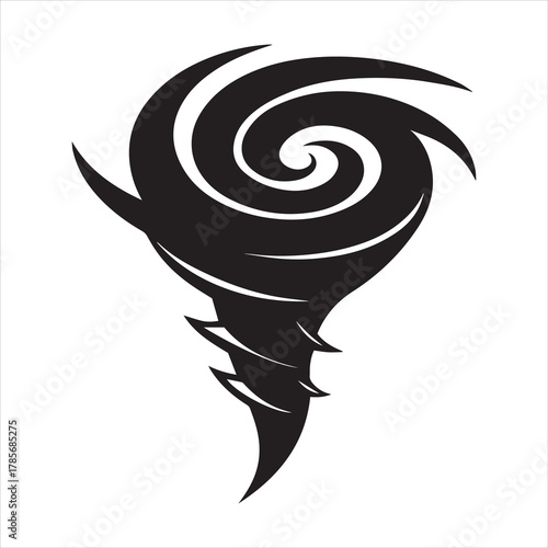Powerful Tornado Swirl Silhouette Dramatic Weather Icon, Isolated Vector Graphic for Design