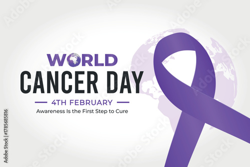 World Cancer Day Awareness with Purple Ribbon