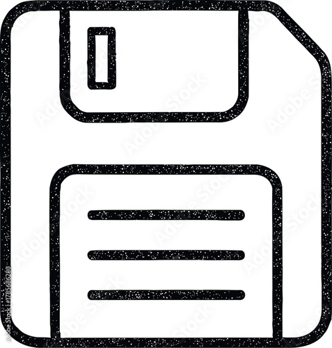 Retro floppy disk icon representing data storage and technology from the past
