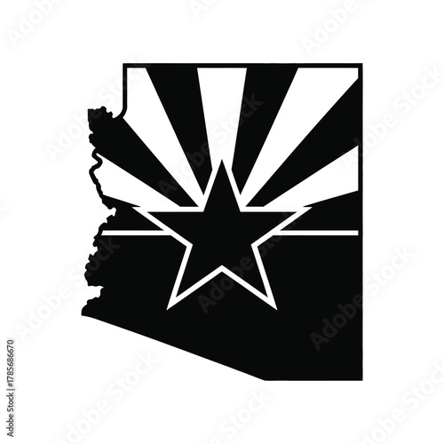 Arizona state flag design within state outline silhouette