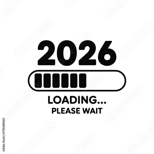 Year 2026 loading bar with please wait message