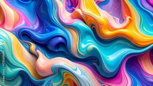 Wallpaper Mural Swirling liquid multicolored layers create an abstract, vibrant and smooth textured background with glossy and vibrant shades Torontodigital.ca