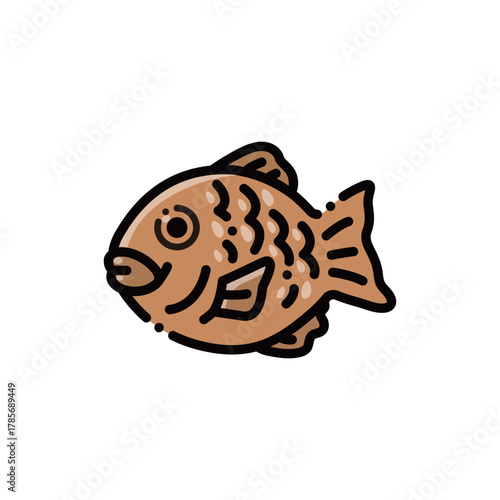 A steaming hot taiyaki with crispy skin and red bean or cream filling. Perfect for Japanese dessert or street food designs. Editable & scalable.