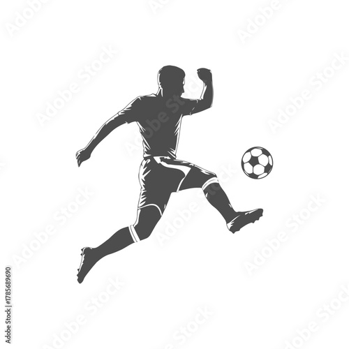 Dynamic Soccer Player Silhouette Kicking Ball