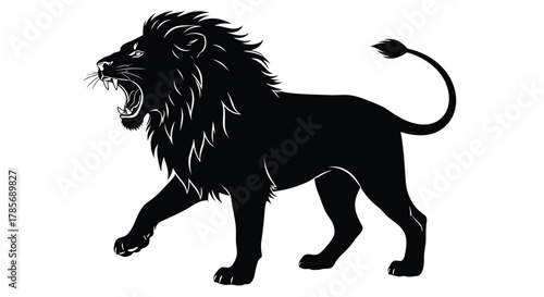 Black lion roaring silhouette vector illustration isolated art