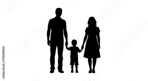 Family silhouette illustration father mother child together love