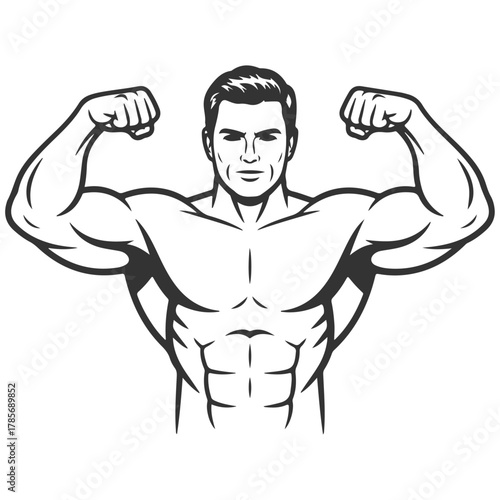 a man with a muscular body and a black and white outline