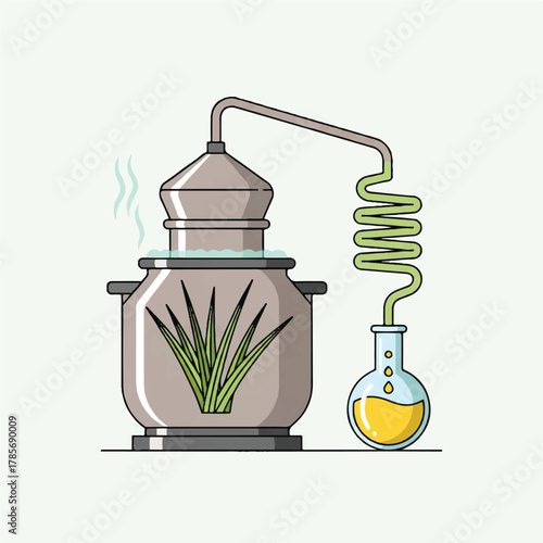 Distillation apparatus with plants and liquid
