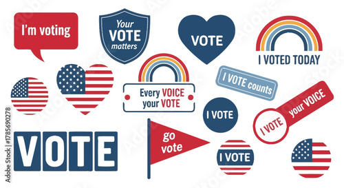 Voting stickers patriotic vote matters election day graphics
