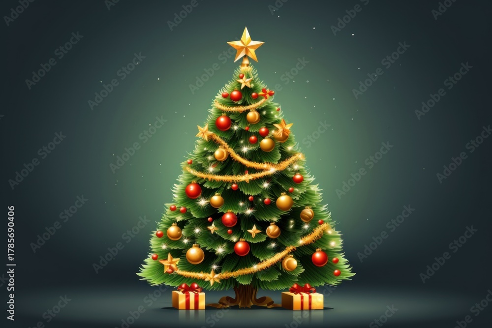 Fototapeta premium Illustration of Christmas tree christmas plant christmas tree.