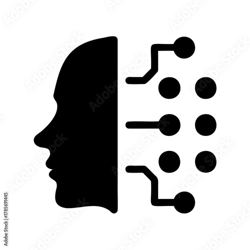 Artificial intelligence digital brain and machine learning icon. Vector, illustration