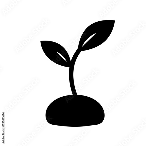 Minimalist black growing plant sprout icon logo vector symbol Vector, illustration