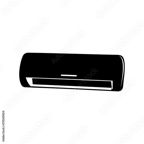 Wall mounted air conditioner unit simple silhouette graphic Vector, illustration