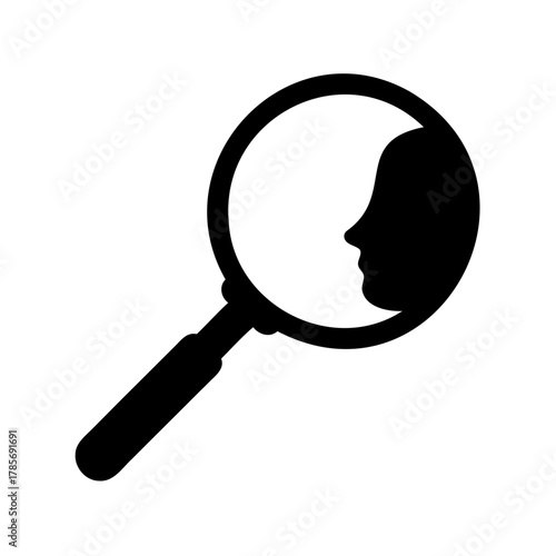 Wallpaper Mural Magnifying glass with human profile, symbol of identity search. Vector, illustration Torontodigital.ca