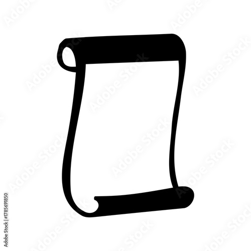 Simple scroll parchment silhouette icon, ancient paper blank Vector, illustration