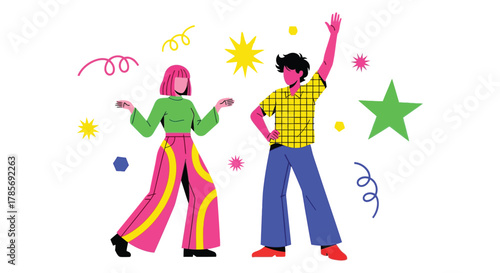 Wallpaper Mural Cartoon party people dancing illustration vector graphic art Torontodigital.ca