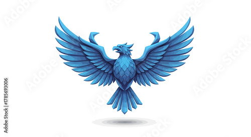 A vibrant blue eagle vector logo with spread wings, designed in a clean and modern style, symbolizing freedom and power, on a white background.