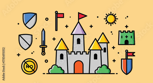 Castle vector illustration medieval kingdom fantasy fairytale