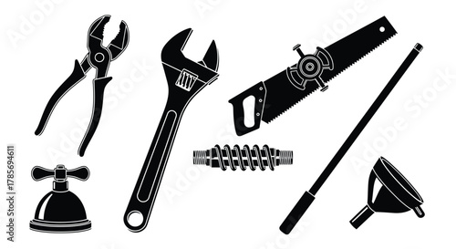 Plumbing tools vector illustration for diy and home improvement use