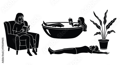 Find relaxation methods reading bathing resting vector design