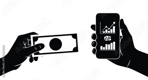 Investing app and money concept financial growth and technology