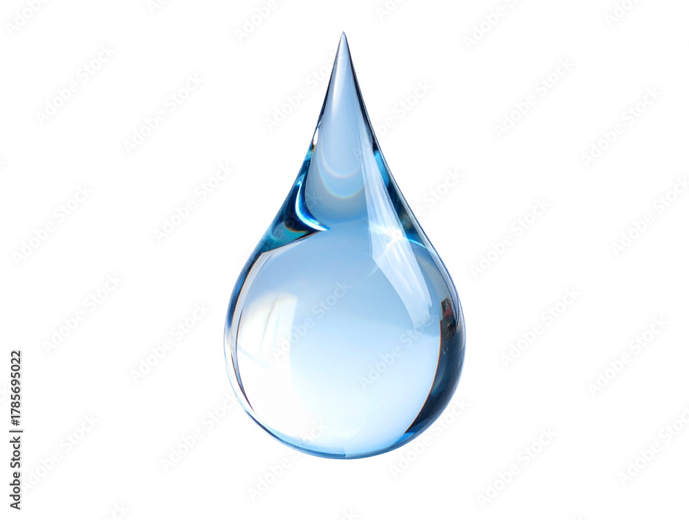 Fototapeta premium Macro View of Sharp-Tipped Water Drop on Surface, High Detail, Isolated on Transparent Background.