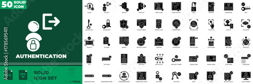 Authentication Solid Editable Icons set