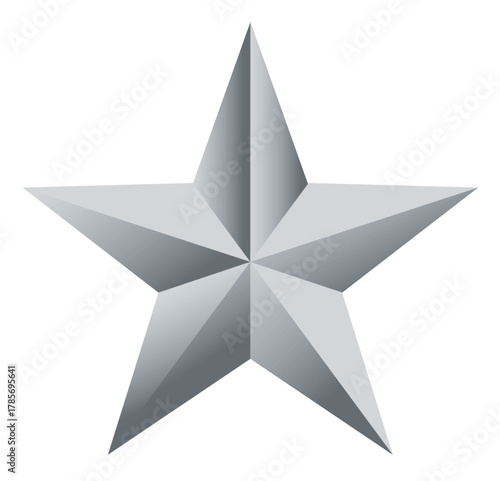 Etoile argentée en relief sur fond transparent
