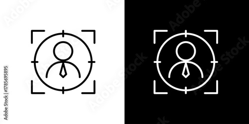 Simple outline icon representing a target audience, customer focus, headhunting, and candidate recruitment for business