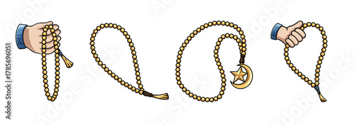 Illustration vector graphic of tasbih suitable for template design. Decorative string of prayer beads a flat design illustration representing a tasbih or misbaha suitable for religious or spiritual.