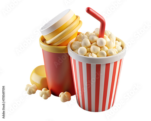 Delicious Popcorn and Refreshing Drink Combo Perfect for Movie Night Snacking