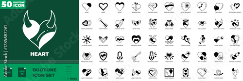 Heart Duotone Editable Icons set