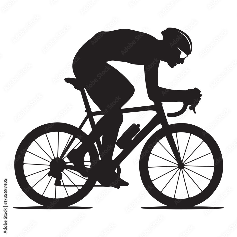 Fototapeta premium A cyclist in racing motion captured in silhouette form riding a sleek modern bicycle high quality professional