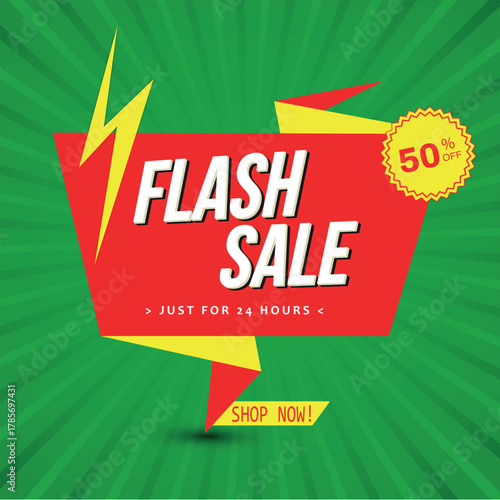 Flash Sale Advertisement: A dynamic flash sale banner, featuring bold text and eye-catching design, announces limited-time offers and incredible discounts to attract customers and drive sales.